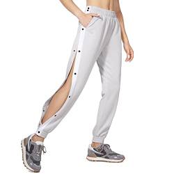 Damen Trainingshose Mit Seitlicher Knopfleiste Hosen Unisex Sweatshose Streifen Sweatpants Gummibund Jogginghose Mit Taschen Yoga Hose Loose Basketball Trainingshose Sportswear Sporthose von Eauptffy