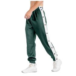 Damen Trainingshose Mit Seitlicher Knopfleiste Hosen Unisex Sweatshose Streifen Sweatpants Gummibund Jogginghose Mit Taschen Yoga Hose Loose Basketball Trainingshose Sportswear von Eauptffy