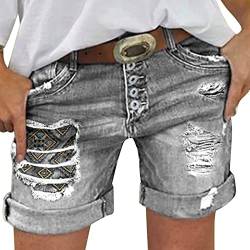 Eauptffy Jeansshorts Damen Basic Jeans Sommer Bermuda-Shorts aus Denim für den Damen High Waist Lochjeans Beiläufige Kurze Hosen mit Ripped Loch Hosen Shorts Jeans Shorts Sexy Low Rise Distressed von Eauptffy