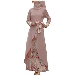 Eauptffy Muslimische Kleidung Frauen, Langarm Muslimisches Einteiliges Gebetskleid Vintage Muslim Kleider Islamic Abaya Burka Set Gebetskleidung mit Hijab Kopftuch Muslimisches Kleid Ramadan von Eauptffy
