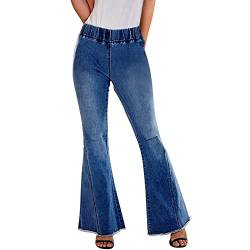 Eauptffy Schlaghose Damen Schwarz Stoff Baggy Jeans Wasserwäsche Hochelastische Rockery Denim Schlaghose Jeanshosen Für 46 Skinny Jeans Damen Stretch Jeans High Waist von Eauptffy