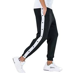 Reha Hose Damen mit Seitlicher Knopfleiste Lange Jogginghose Seitlich Zu öffnen Loose Gummibund Sporthose Unisex Sweatshose Sportswear Trainingsanzug Trainingshose Fitness von Eauptffy