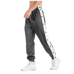 Reha Hose Damen mit Seitlicher Knopfleiste Lange Jogginghose Seitlich Zu öffnen Loose Gummibund Sporthose Unisex Sweatshose Sportswear Trainingsanzug Trainingshose Fitness von Eauptffy