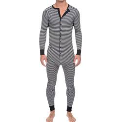 Schlafanzug Pyjama Jumpsuit Einteiler Herren Kurz Jumpsuit Onesie Jogger Overall Jogging Anzug Trainingsanzug Slim Fit Strampler Hose Langarm Sleepwear Männer T-Shirt Lang Jogginganzug Playsuit von Eauptffy