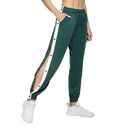 Trainingshose Damen Sporthose Mit Seitlicher Knopfleiste Hosen Unisex Sweatshose Streifen Sweatpants Gummibund Jogginghose Mit Taschen Yoga Hose Loose Basketball Trainingshose Sportswear von Eauptffy