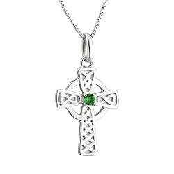Eburya Crystal Cross - Keltisches Kreuz Kette & Anhänger aus Irland - Sterling Silber & Kristall von Eburya