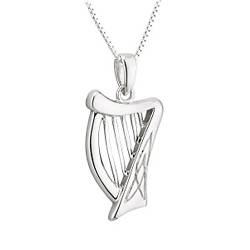 Eburya Irish Harp Kette & Anhänger - Keltische Harfe - Sterling Silber aus Irland von Eburya