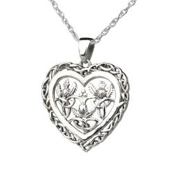 Eburya Je Suis Prest - Thistle & Heart Kette - keltisches Outlander Herz aus Schottland Sterling Silber handgefertigt von Eburya