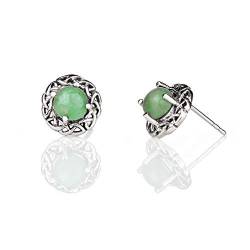 Jade Circle - keltische Ohrstecker aus Schottland - Sterling Silber & grüne Jade von Eburya