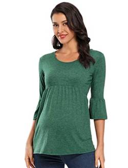 Ecavus Womens Casual Maternity Tops Striped Peplum 3/4 Ruffle Sleeve Shirt Ultra Soft Pregnancy Clothing von Ecavus