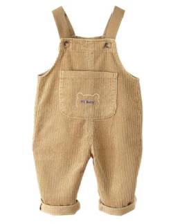 Echinodon Baby Cord-Latzhose Kleinkind Jungen Mädchen Freizeit Hose Latzhose Braun 98 von Echinodon