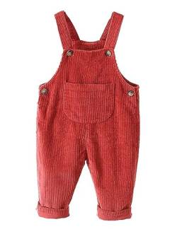 Echinodon Baby Cord-Latzhose Kleinkind Jungen Mädchen Hose Rot 96 von Echinodon