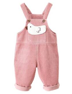 Echinodon Baby Cord-Latzhose Kleinkind Jungen Mädchen Latzhose Freizeit Hose Küken Rosa 92 von Echinodon