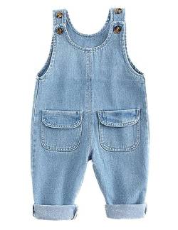 Echinodon Baby Jeans-Latzhose Denim Hose Kleinkind Jeanshose Baumwolle Hose Jungen Mädchen E 90 von Echinodon