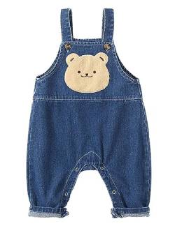 Echinodon Baby Jeans-Latzhose mit Druckknopf-Leiste Kleinkind Denim Hose Jeanshose Baumwolle Hose Jungen Mädchen A 70 von Echinodon