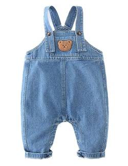 Echinodon Baby Jeans-Latzhose mit Druckknopf-Leiste Kleinkind Denim Hose Jeanshose Baumwolle Hose Jungen Mädchen B 80 von Echinodon