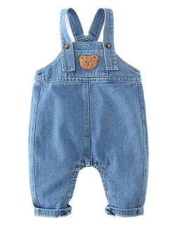 Echinodon Baby Jeans-Latzhose mit Druckknopf-Leiste Kleinkind Denim Hose Jeanshose Baumwolle Hose Jungen Mädchen B 90 von Echinodon