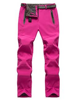 Echinodon Damen Gefüttert Hose Softshellhose Warm Wasserabweisend Winddicht Outdoorhose Trekkinghose Wanderhose Herbst Winter Rosa Asien XXL von Echinodon