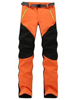 Echinodon Damen Softshellhose Gefüttert Hose Wasserabweisend Winddicht Funktionshose Outdoorhose Winterhose Wanderhose Orange Asien XL von Echinodon