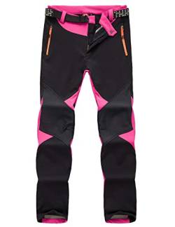 Echinodon Damen Softshellhose Hose Gefüttert Outdoorhose Wasserabweisend Winddicht Atmungsaktiv Trekkinghose Wanderhose Herbst Winter Rosa Asien S von Echinodon