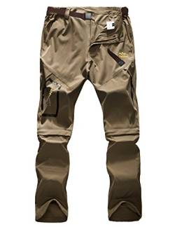 Echinodon Damen Zipp Off Hose Schnelltrockende Outdoorhose Trekkinghose Wanderhose Funktionshose Sommer Frühling Khaki 3XL von Echinodon