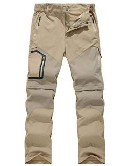 Echinodon Herren Zipp-Off-Hose Outdoorhose 2 in 1 Hose mit 5 Taschen Schnelltrockend Leicht Sommer Wanderhose Khaki XL von Echinodon