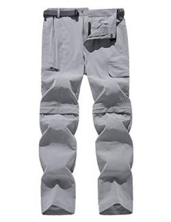 Echinodon Herren Zipp-Off-Hose mit 5 Taschen Schnelltrockend Leicht Sommer Hose Wanderhose Outdoorhose Trekkinghose Grau Asien 4XL von Echinodon