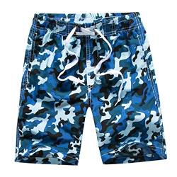 Echinodon Jungen Badehose Badeshorts Camouflage Sweatshorts Urlaub Strand-Shorts Blau L von Echinodon