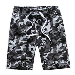 Echinodon Jungen Badehose Badeshorts Camouflage Sweatshorts Urlaub Strand-Shorts Grau von Echinodon