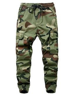 Echinodon Jungen Cargohose Kinder Jogginghose mit Kordelzug Jogger Hose Jogginghose Freizeithose Grün 170 von Echinodon