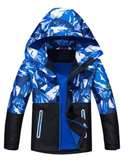 Echinodon Jungen Gefütterte Jacke Kinder Übergangsjacke Wasserabweisend Winddicht Outdoorjacke Wanderjacke Herbst Frühling Blau 150 von Echinodon