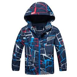 Echinodon Jungen Gefütterte Jacke wasserdicht winddicht atmungsaktiv Kinder Sportjacke Wanderjacke Übergangsjacke Trekkingjacke Blau 110 von Echinodon