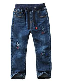 Echinodon Jungen Jeans Hose Kinder Jeanshose Leicht Weich Atmungsaktiv 100% Baumwolle Dunkelblau L 110 von Echinodon