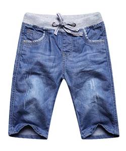 Echinodon Jungen Jeans Shorts 1/2 Kurze Hose Kinder Sommer Jeanshose Weich/Dünn/Atmungsaktiv 128 von Echinodon