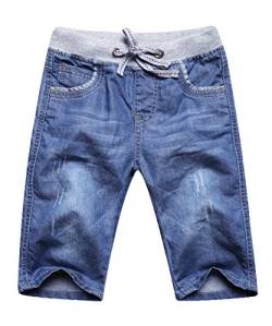 Echinodon Jungen Jeans Shorts 1/2 Kurze Hose Kinder Sommer Jeanshose Weich/Dünn/Atmungsaktiv 140 von Echinodon
