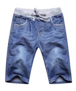 Echinodon Jungen Jeans Shorts 1/2 Kurze Hose Kinder Sommer Jeanshose Weich/Dünn/Atmungsaktiv B116 von Echinodon