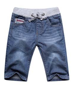 Echinodon Jungen Jeans Shorts 1/2 Kurze Hose Kinder Sommer Jeanshose Weich/Leicht/Atmungsaktiv D 128 von Echinodon