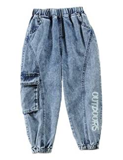 Echinodon Jungen Jeanshose Baumwolle Sweathose Jeans Denims Freizeit Hose Hellblau 110 von Echinodon