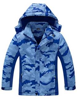 Echinodon Jungen Verdickte Outdoorjacke Funktionsjacke Winterjacke Übergangsjacke Windjacke Herbst Jacke Wanderjacke Blau 160 von Echinodon