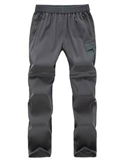 Echinodon Kinder 2-in-1-Funktionshose Zipp Off Hose Outdoorhose Jungen Mädchen Wanderhose Trekkinghose Sommer Frühling Grau 170 von Echinodon