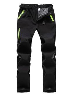 Echinodon Kinder Gefütterte Hose Skihose Softshellhose Jungen Mädchen Outdoorhose Reflektoren Winddicht Wasserabweisend Trekkinghose Wanderhose Schwarz M von Echinodon