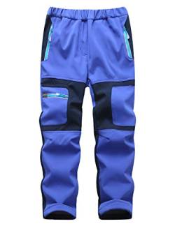 Echinodon Kinder Gefütterte Hose Softshellhose Winddicht Wasserabweisend Warm Jungen Mädchen Winter Outdoorhose Wanderhose Blau M von Echinodon