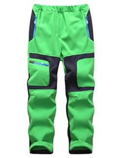 Echinodon Kinder Gefütterte Hose Softshellhose Winddicht Wasserabweisend Warm Jungen Mädchen Winter Outdoorhose Wanderhose Grün XXL von Echinodon