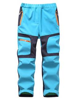 Echinodon Kinder Gefütterte Hose Softshellhose Winddicht Wasserabweisend Warm Jungen Mädchen Winter Outdoorhose Wanderhose Hellblau M von Echinodon