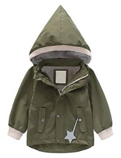 Echinodon Kinder Gefütterte Outdoorjacke Winddicht Wasserabweisend Mädchen Jungen Jacke mit Reflektoren Wanderjacke Übergangsjacke Armeegrün 90 von Echinodon