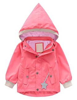 Echinodon Kinder Gefütterte Outdoorjacke Winddicht Wasserabweisend Mädchen Jungen Jacke mit Reflektoren Wanderjacke Übergangsjacke Rosa 140 von Echinodon