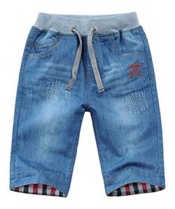 Echinodon Kinder Jeans Shorts Junge Jeanshose Kurz Hose Sommer Weich/Leicht/Atmungsaktiv Jeansshorts M 128 von Echinodon