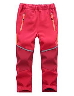 Echinodon Kinder Softshellhose Gefüttert Hose Wasserabweisend Winddicht Atmungsaktiv Jungen Mädchen Outdoor Wandern Freizeit Hose Herbst Winter Rot von Echinodon