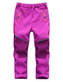 Echinodon Kinder Softshellhose Gefüttert Hose Wasserabweisend Winddicht Atmungsaktiv Jungen Mädchen Outdoor Wandern Freizeit Hose Herbst Winter Violett L von Echinodon