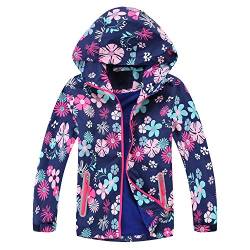 Echinodon Mädchen Gefütterte Jacke Outdoorjacke Übergangsjacke Wanderjacke wasserabweisend Winddicht Kinder Regenjacke Funktionsjacke 140 von Echinodon